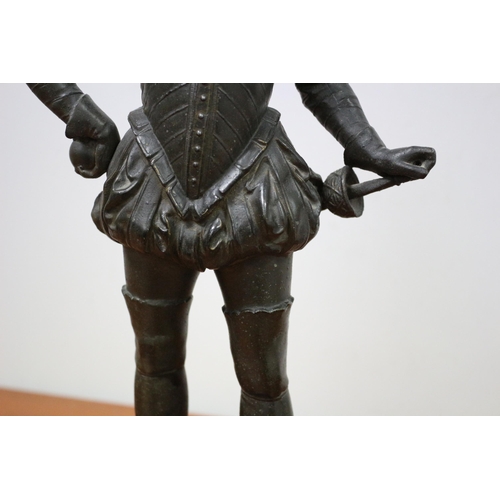 167 - Rare Vintage Bronzed Spelter Figure of Believed to be Sir Walter Raleigh - Stands 42cm Tall