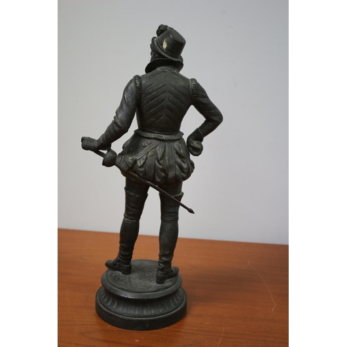 167 - Rare Vintage Bronzed Spelter Figure of Believed to be Sir Walter Raleigh - Stands 42cm Tall