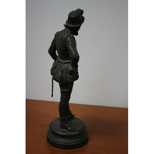 167 - Rare Vintage Bronzed Spelter Figure of Believed to be Sir Walter Raleigh - Stands 42cm Tall