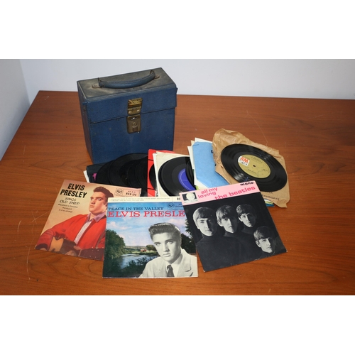 169 - Nice Collection of Single Vinyl Records in Original 1960/70's Case - Includes All My Loving by The B... 