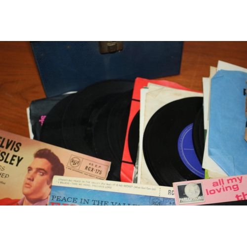 169 - Nice Collection of Single Vinyl Records in Original 1960/70's Case - Includes All My Loving by The B... 