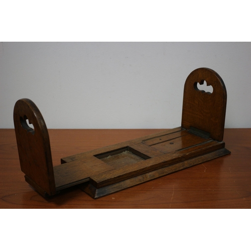 173 - Victorian Wood Slide-out Book Holder / Shelf - 37cm (closed)