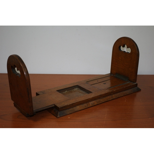 173 - Victorian Wood Slide-out Book Holder / Shelf - 37cm (closed)