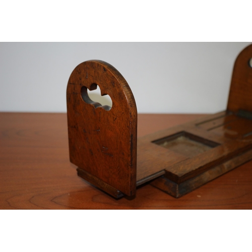 173 - Victorian Wood Slide-out Book Holder / Shelf - 37cm (closed)