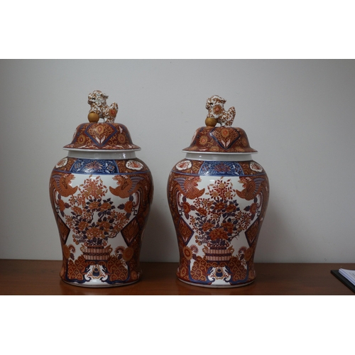 65 - Beautiful Pair of Large (53cm Tall), Highly Decorative - Late Qing Dynasty Vases With Lids - Qianlon... 