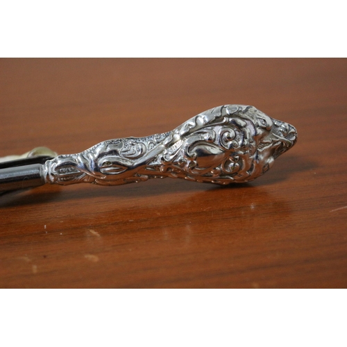 227 - 1909, (Edwardian), Chester Silver Hallmarked Handled Moustache Tongs - 44.2g