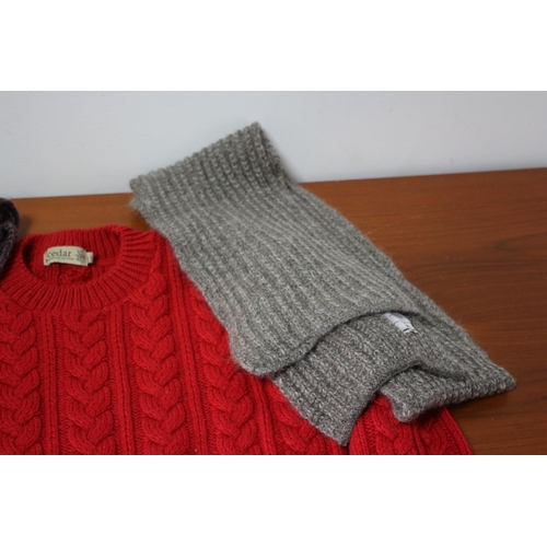 191 - 3 x Ramnation Ribbed Scarves - RRP £70 Each plus an English Wool Jumper - Size S - From Cedar