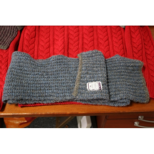 191 - 3 x Ramnation Ribbed Scarves - RRP £70 Each plus an English Wool Jumper - Size S - From Cedar