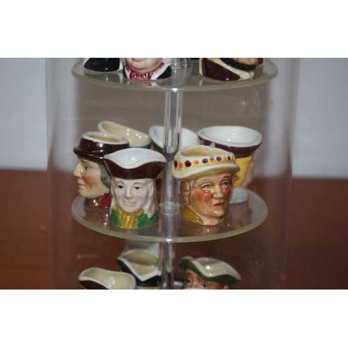 196 - 1987 Miniature Toby Jugs Thimble Collection x 18 in a Dome - Each one Hand Painted with Certificate ... 