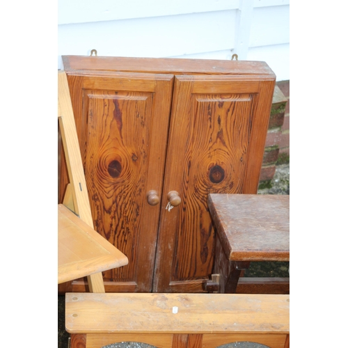 230 - Selection of Wooden Pieces of Furniture - 2 x Italian Fold Up Chairs, Large Pine Bathroom Cabinet, M... 