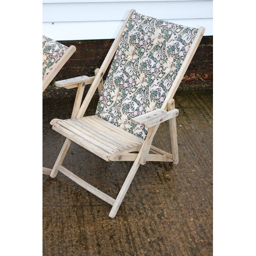 93 - Pair of Vintage Deck Chairs with Original Fabric