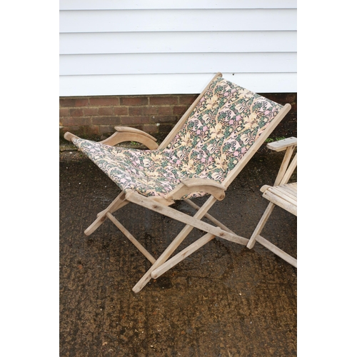 93 - Pair of Vintage Deck Chairs with Original Fabric