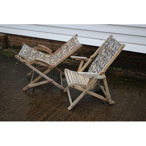 93 - Pair of Vintage Deck Chairs with Original Fabric