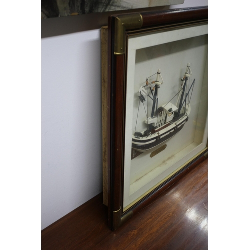 234 - 3D Framed and Glazed Trawler - 54 x 54cm