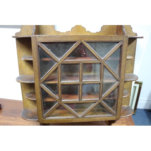 100 - Beautifully Ornate Vintage Wall Mounted Display Cabinet with Small Side Shelves and Carved Top and B... 