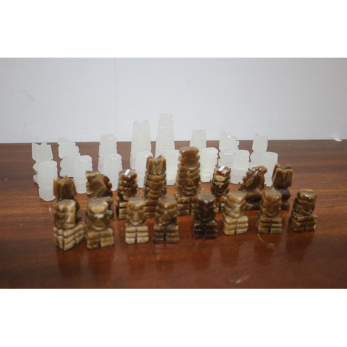 240 - Onyx Hand Made Chess Pieces - Full Set