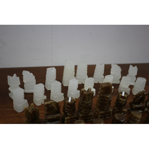 240 - Onyx Hand Made Chess Pieces - Full Set