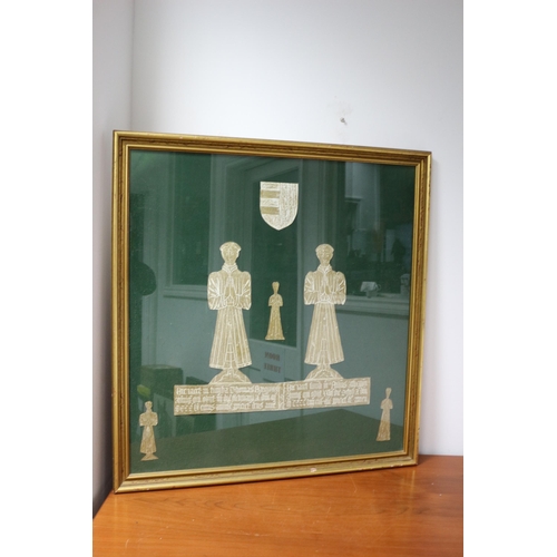 404 - Very Large Quality Frame with Glazing - Contains what is believed to be Brass Rubbing of a Tomb - Me... 