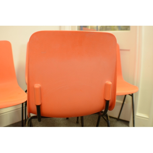 157 - Remploy mid century stackable plastic chairs in orange (4). Batch 2