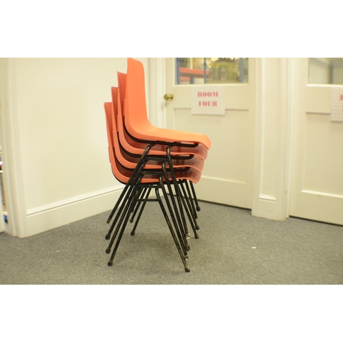 157 - Remploy mid century stackable plastic chairs in orange (4). Batch 2