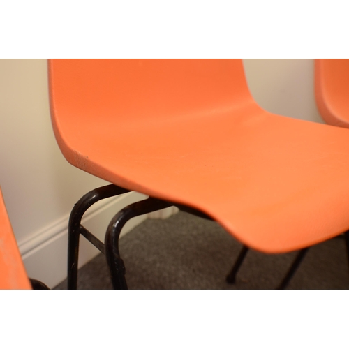 158 - Remploy mid century stackable plastic chairs in orange (4). Batch 3