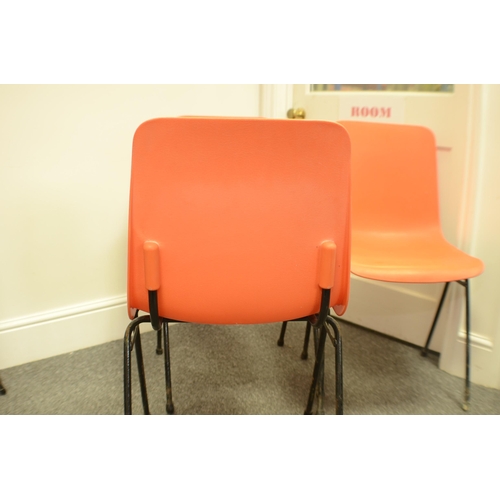 158 - Remploy mid century stackable plastic chairs in orange (4). Batch 3