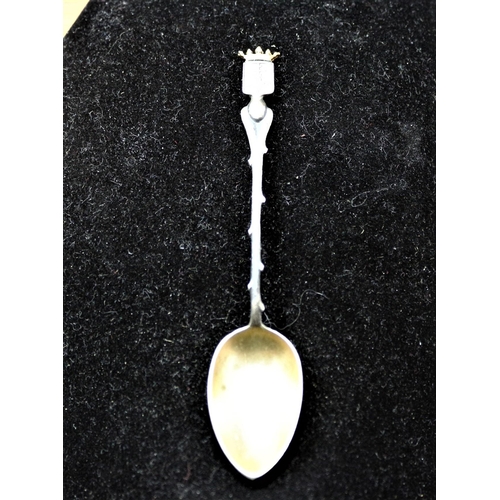 465 - 1900's White Metal (Possibly Silver but not Tested), Spoon from Ypres, France, with Gilded Bowl Head... 