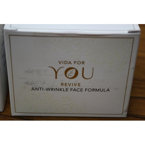 466 - 2 x Vida For You Creams - New and Boxed - Soothing Face Formula & Anti-Wrinkle Face Formula