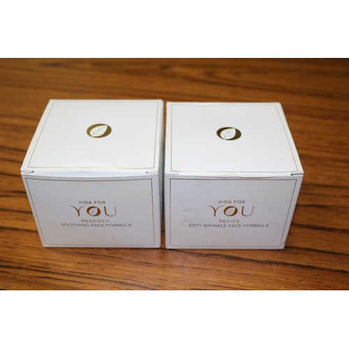 466 - 2 x Vida For You Creams - New and Boxed - Soothing Face Formula & Anti-Wrinkle Face Formula