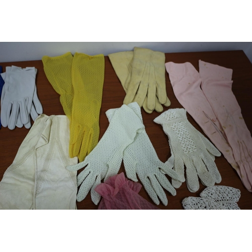 56 - Vintage ladies soft leather and other materials gloves and more