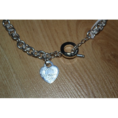 17 - Marked Tiffany & Co 925 Long Necklet with Heart