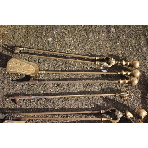 256 - Selection of Brass Fire Tools - Heavy Lot