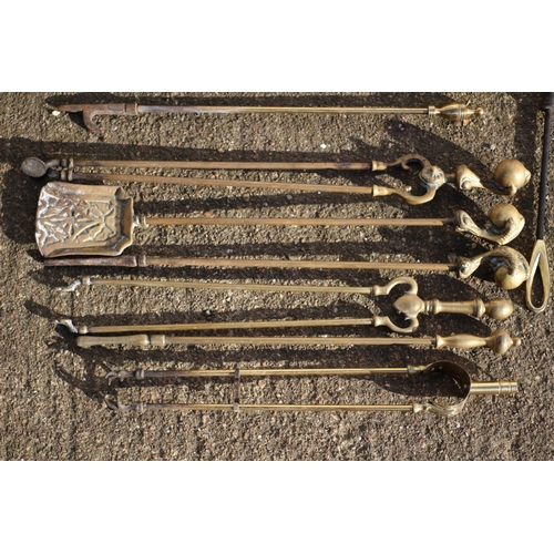 256 - Selection of Brass Fire Tools - Heavy Lot