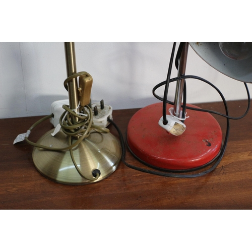 262 - Vintage Angle Poise Style Lamp plus a Brushed Brass Effect Spot Light with Articulated Arm