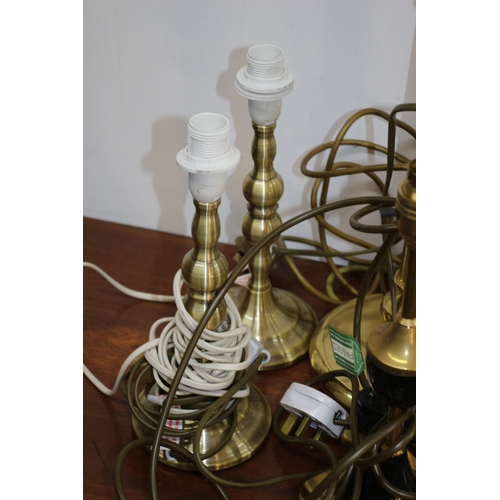 266 - Large Selection of Brass Lamps - Various Age