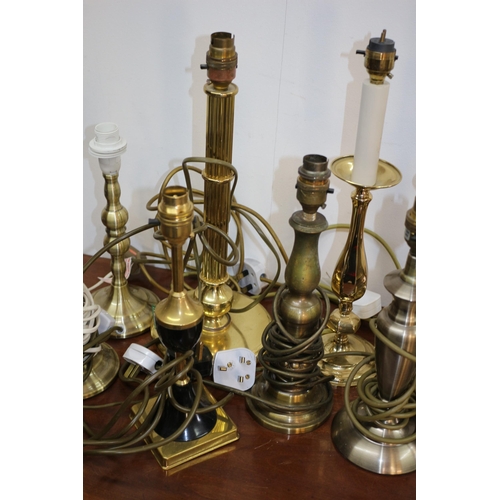 266 - Large Selection of Brass Lamps - Various Age