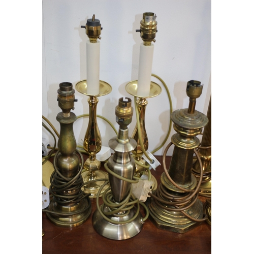 266 - Large Selection of Brass Lamps - Various Age