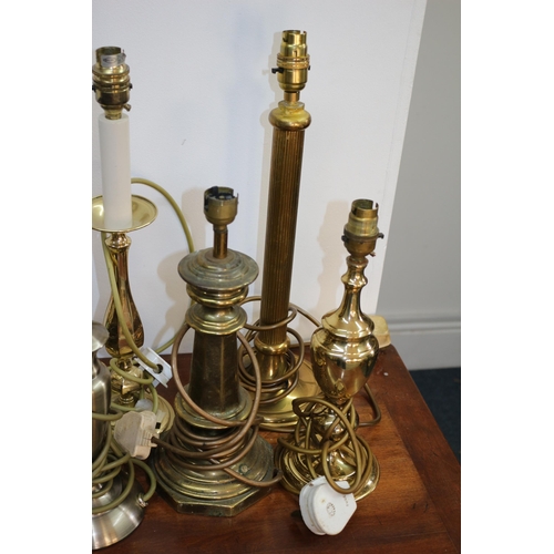 266 - Large Selection of Brass Lamps - Various Age