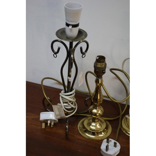 267 - A Selection of Brass and Metal Table Lamps (includes a set of 3)