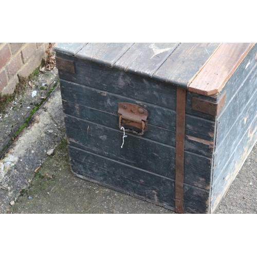 270 - Aged Wooden Carpenters Trunk - 67-49-49cm