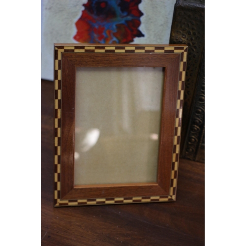 272 - Vintage Brass / Copper Magazine Holder plus Various Art Canvases and a Wooden Picture Frame with Che... 