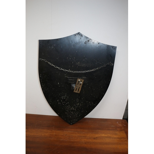 273 - A Well Made, Heavy Metal Medieval Knights Shield with Brass Edges and Central Eagle Coat of Arms Emb... 