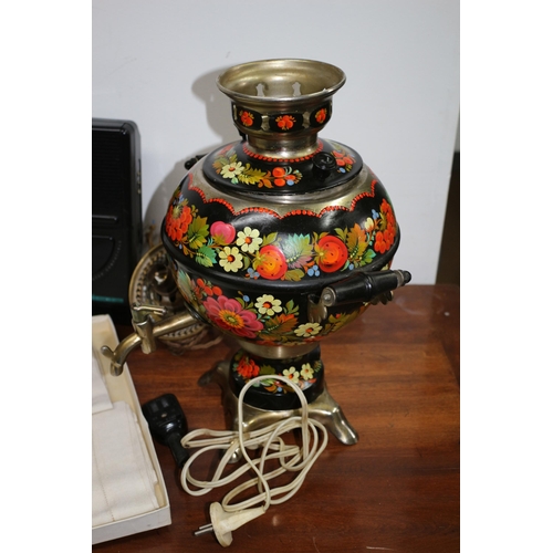 281 - Interesting Mixed Lot - Including a Russian Samovar (Self Boiling), which is Hand Painted - Vintage ... 