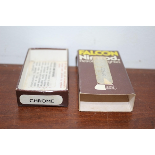 327 - Vintage Falcon Nimrod Lighter in Original Brown Box with Instruction Leaflet