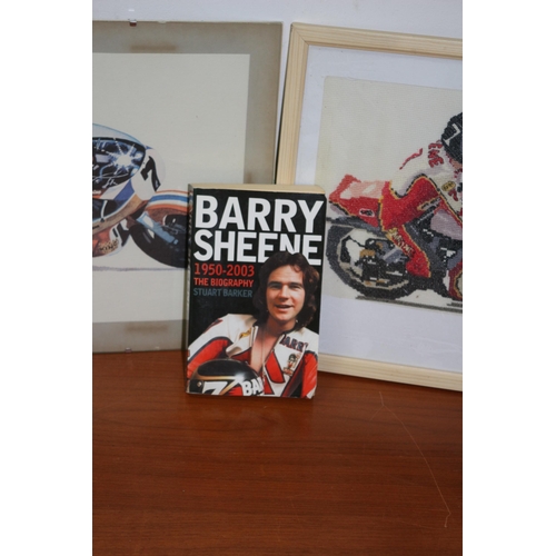 338 - For all Barry Sheen Fans - 2 Pictures, one a Print the Other is a Needlework Picture plus a Copy of ... 