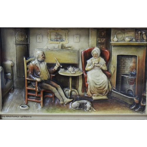 344 - Framed and Glazed Vintage Osborn Ivorex Plaque - The Old Folks at Home