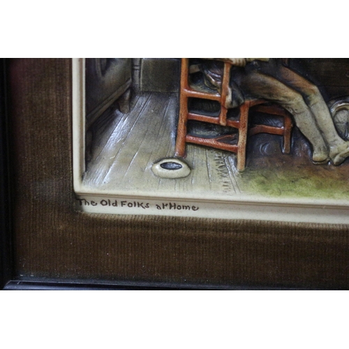 344 - Framed and Glazed Vintage Osborn Ivorex Plaque - The Old Folks at Home