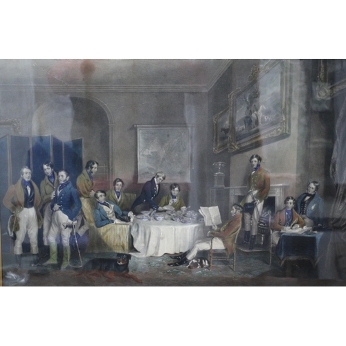 345 - Rare Framed and Glazed Hand Coloured Engraving of The Melton Breakfast - 81 x 68cm