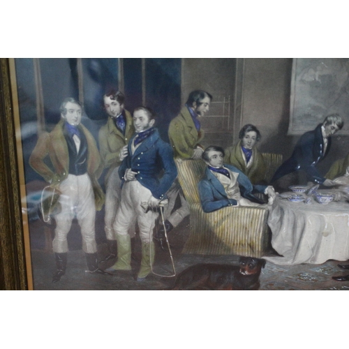 345 - Rare Framed and Glazed Hand Coloured Engraving of The Melton Breakfast - 81 x 68cm