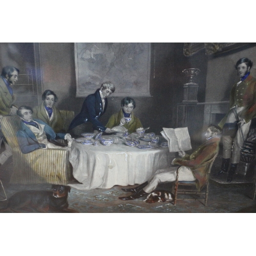 345 - Rare Framed and Glazed Hand Coloured Engraving of The Melton Breakfast - 81 x 68cm